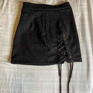 Faux Suede Skirt with Double Slit